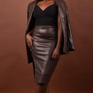 Stretching Leather Blazer & Skirt