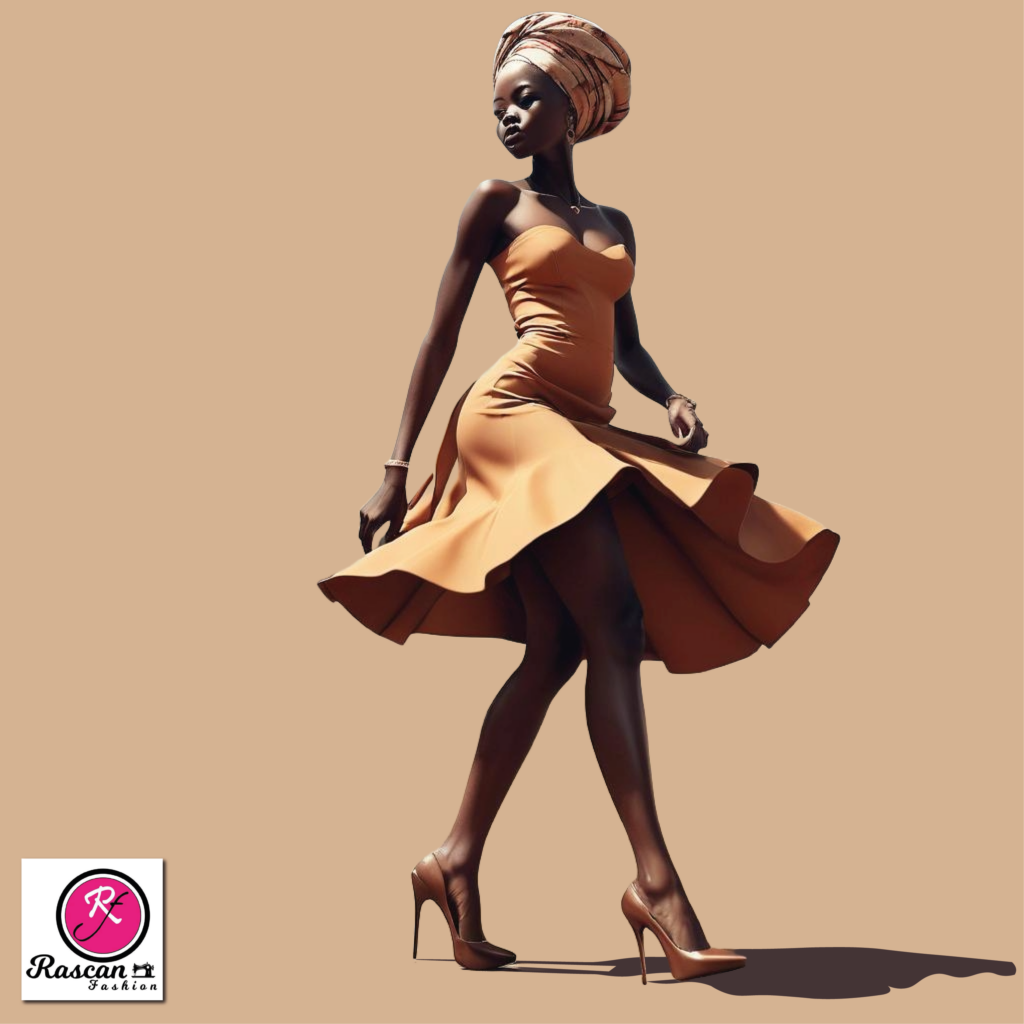 An African lady boldly walking on high heels.